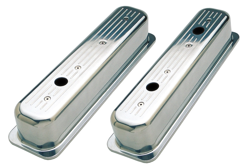 Trans-Dapt Performance Ball-Milled Aluminum Valve Covers; Tall; Pinstripes- 1987-1999- Sb Chevrolet 5.0/5.7L 6988