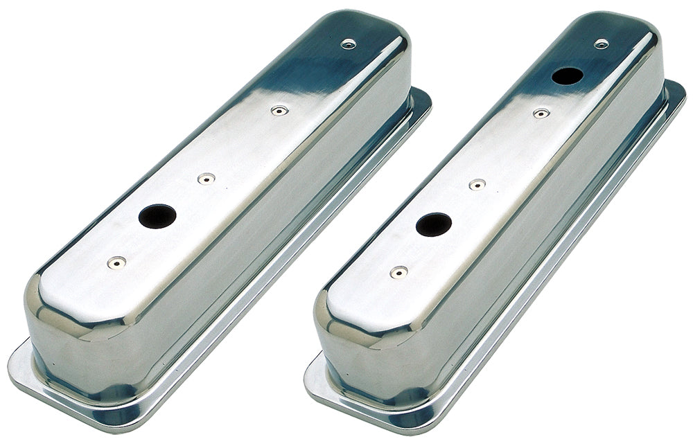 Trans-Dapt Performance Ball-Milled Aluminum Valve Covers; Tall; Plain- 1987-1999- Sb Chevrolet 5.0/5.7L 6989
