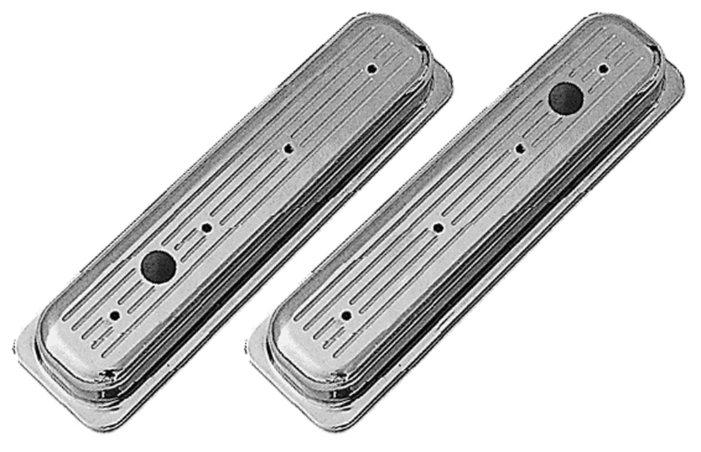 Trans-Dapt Performance Ball-Milled Aluminum Valve Covers; Short; Pinstripes- 1987-1999- Sb Chevrolet 5.0/5.7L 6991