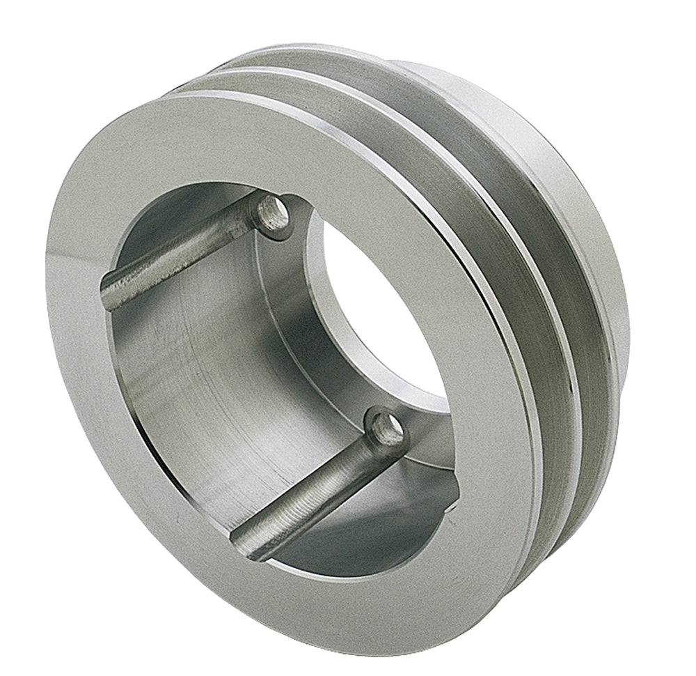 Trans-Dapt Performance Crankshaft Pulley; 2 Groove; Oldsmobile 330-455- Machined Aluminum 6995