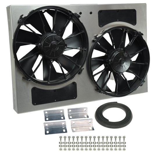 Derale Powerpack - High Output Dual 12" Electric RAD Fan/Aluminum Shroud Kit 16826