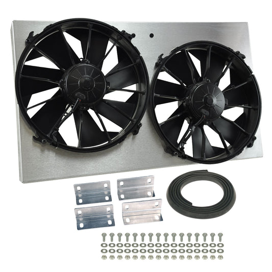 Derale Powerpack - High Output Dual 12" Electric RAD Fan/Aluminum Shroud Kit 16825