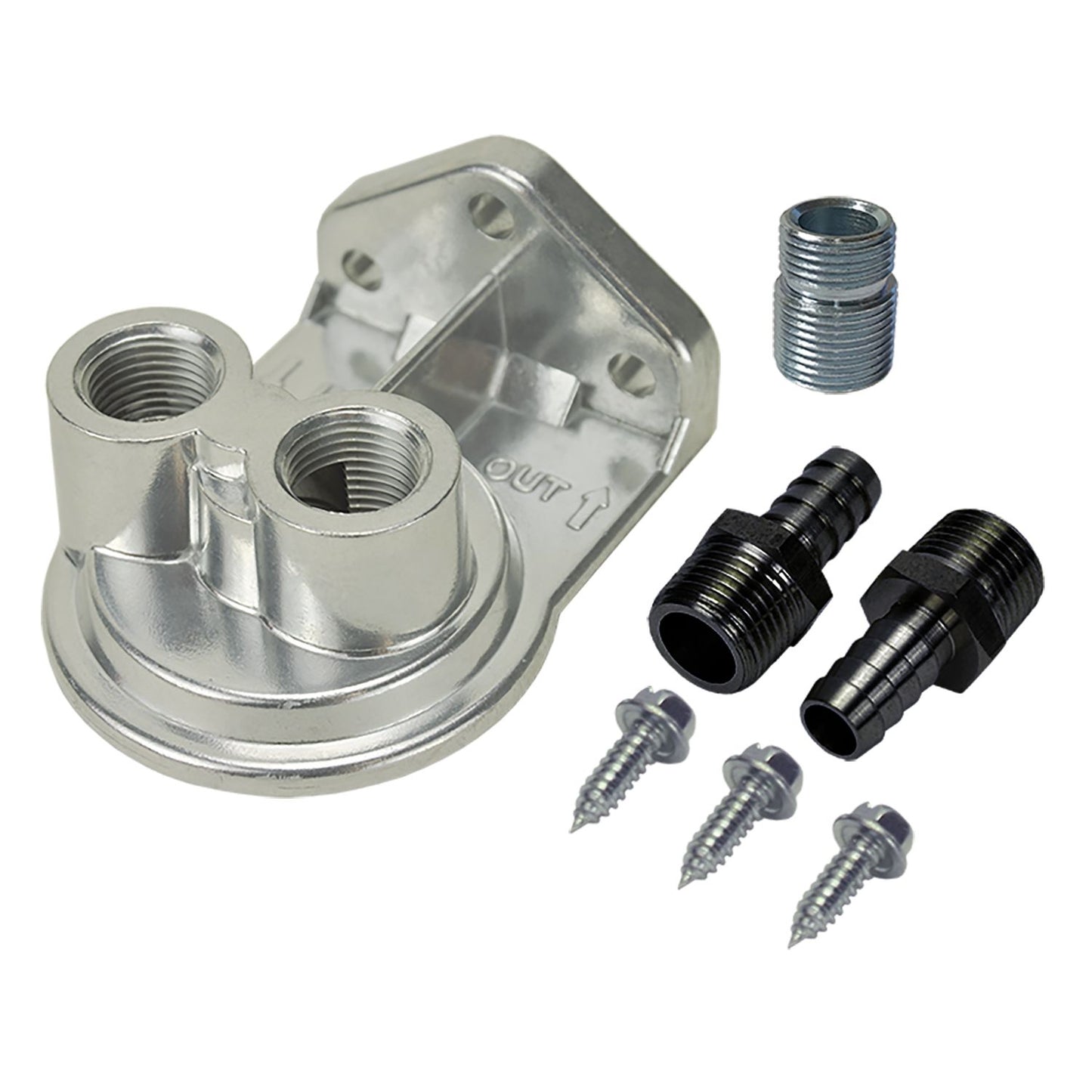 Derale Single Ports Up 1/2" NPT Filter Mount Kit with 13/16"-16 Filter Thread 15728