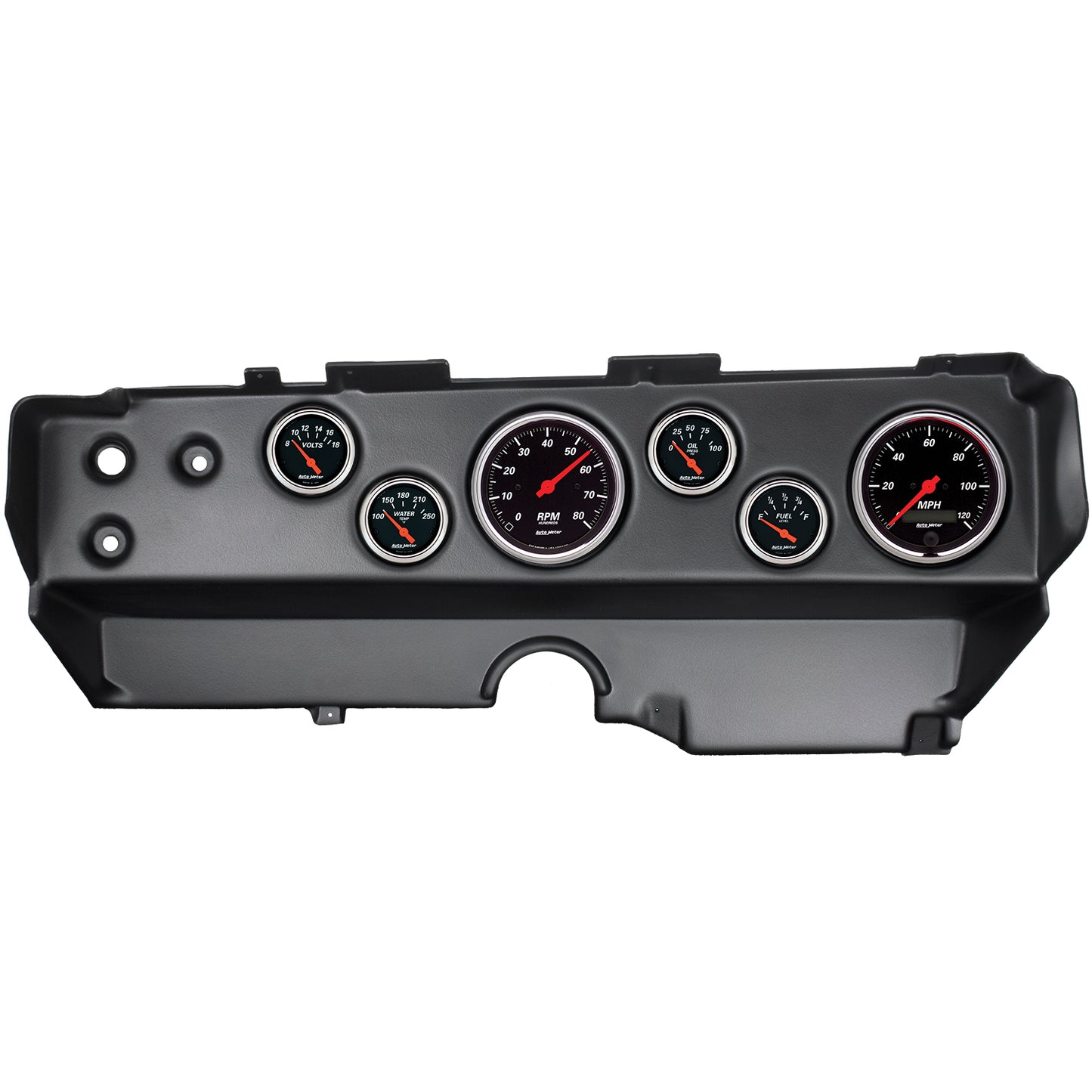 AutoMeter 6 GAUGE DIRECT-FIT DASH KIT E-BODY / CUDA / CHALLENGER 70-74 DESIGNER BLACK 7029-DB