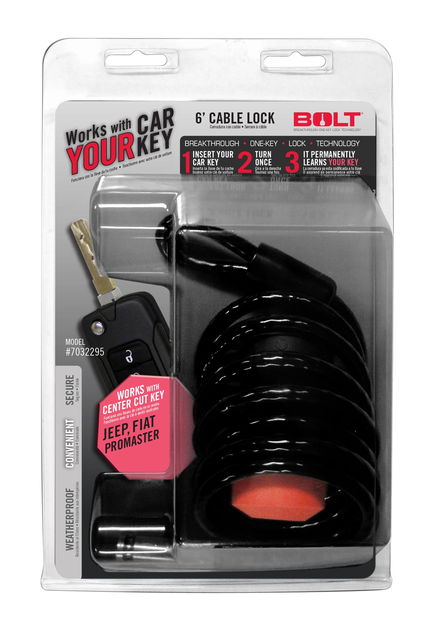 BOLT 6' Cable Lock Jeep Center Cut 7032295