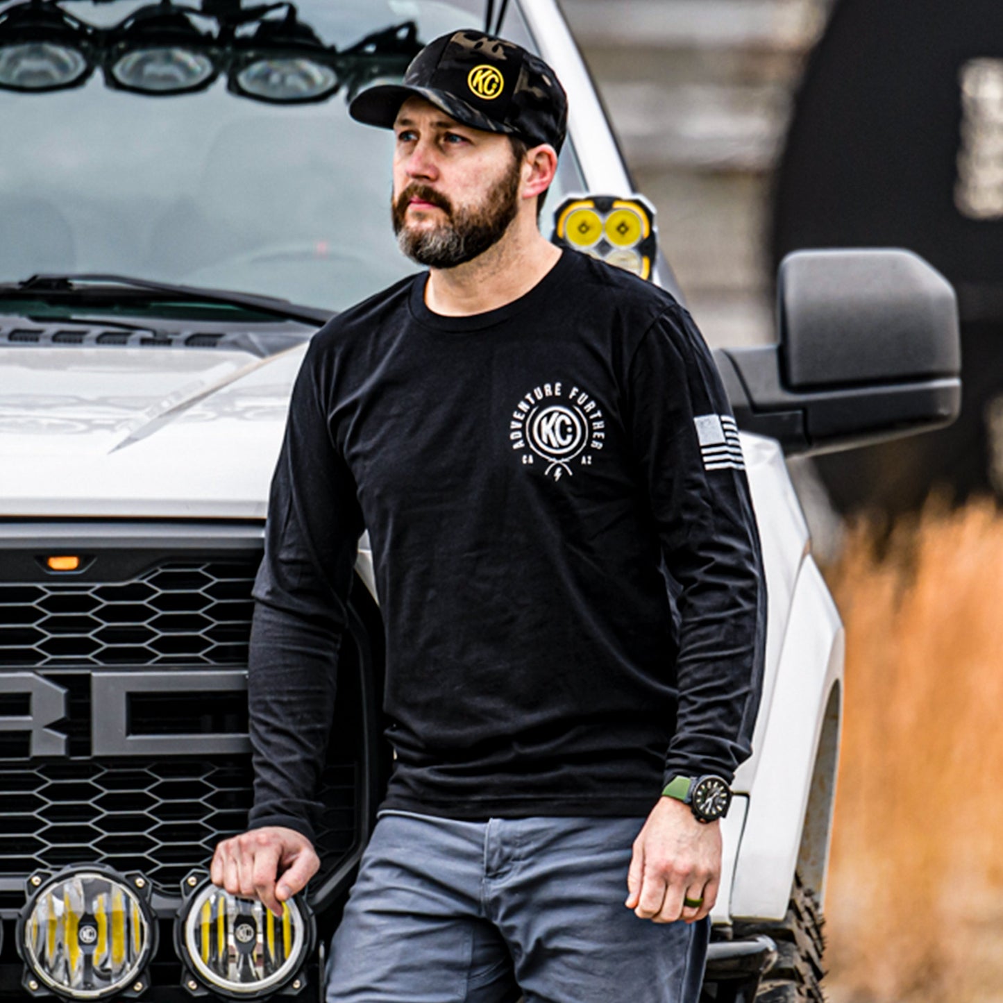 KC HiLiTES KC Trailblazer Long Sleeve Tee Shirt - Black - Small 70590