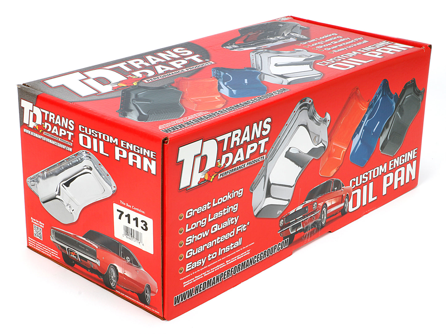 Trans-Dapt Performance Sb Chevy ('55-79) Claimer Oil Pan 283-400; 8Qt Drivers Side Dipstick- Black 7113