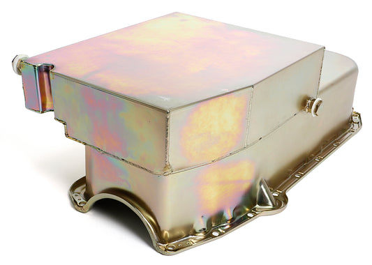 Trans-Dapt Performance Sb Chevy 283-400 (1955-79) Claimer Oil Pan; 8Qt; Drivers Side Dipstick- Zinc 7115