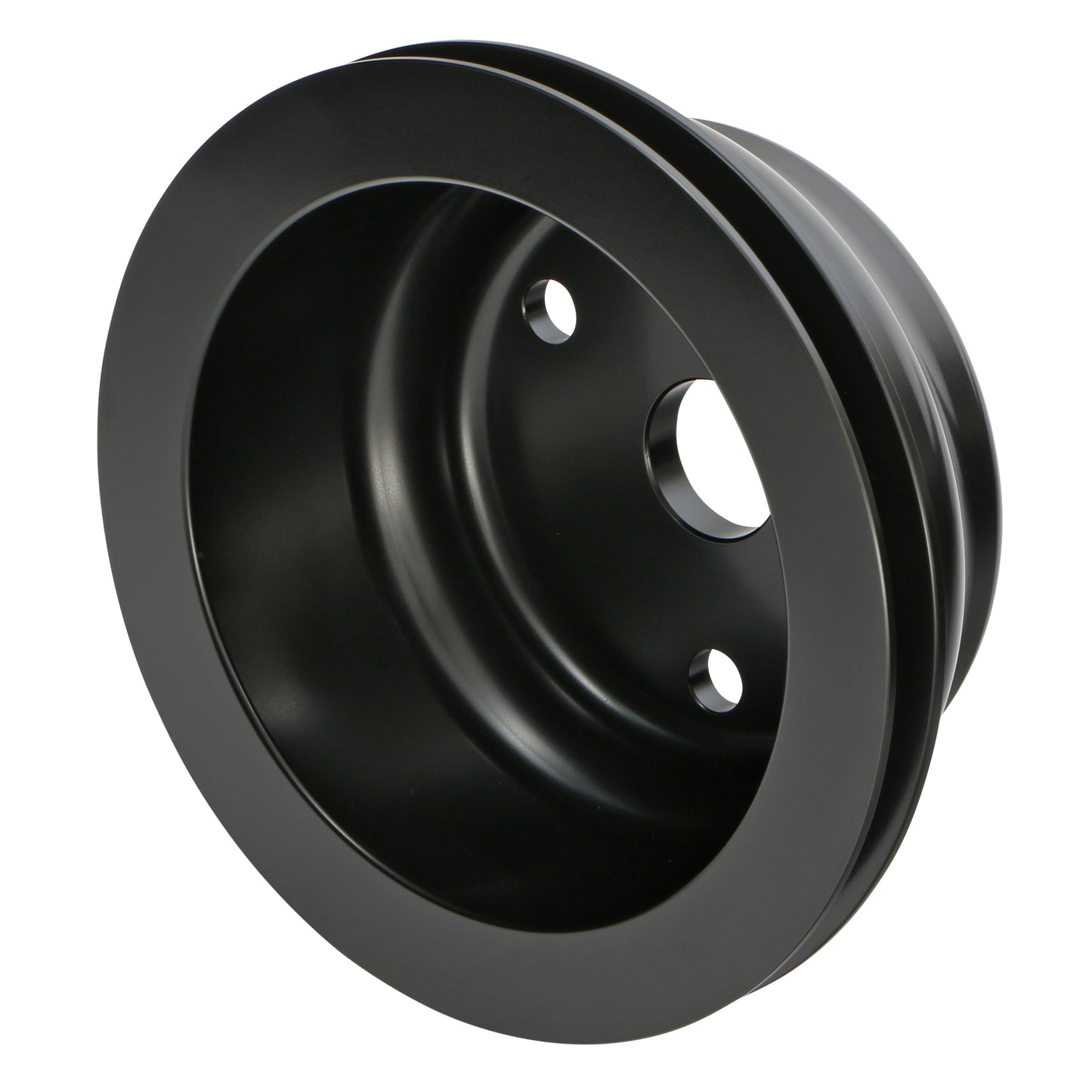 Trans-Dapt Performance Crankshaft Pulley; 1 Groove; Chevrolet 283-350; Long Water Pump- Black Aluminum 7146