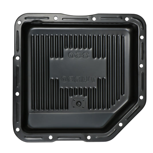 Trans-Dapt Performance Th350 Black Steel Transmission Pan; Stock Capacity; Stock Depth; Finned Bottom 7173