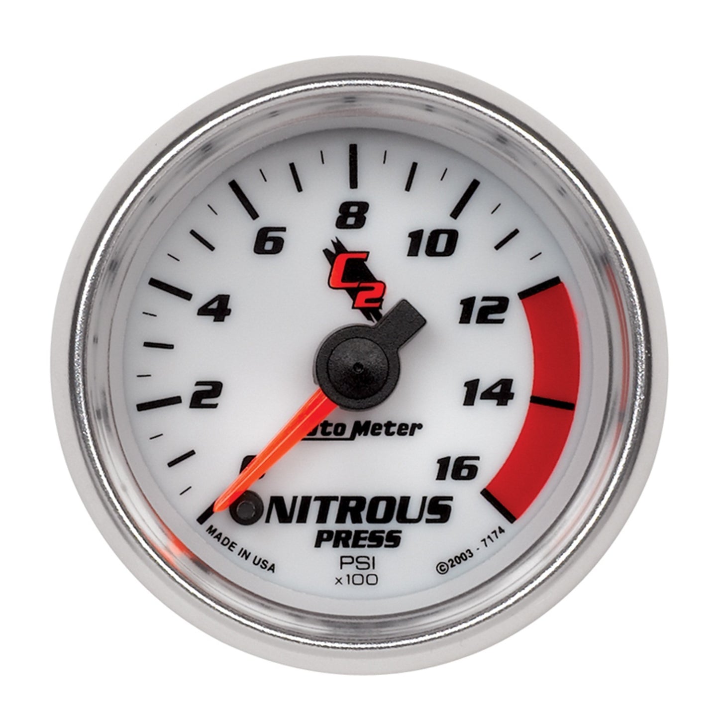AutoMeter 2-1/16 in. NITROUS PRESSURE 0-1600 PSI C2 7174