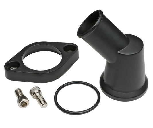 Trans-Dapt Performance 45 Degree Swivel Style Water Neck; (O-Ring Seal); Sb And Bb Chevy V8- Black Aluminum 7193