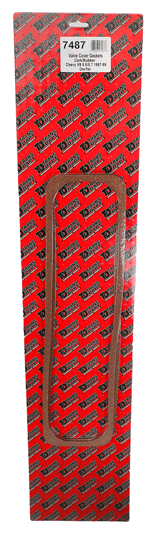Trans-Dapt Performance Standard Cork Valve Cover Gaskets- 1987-99 Chevy 5.0/5.7L; Center-Bolt Design 7487