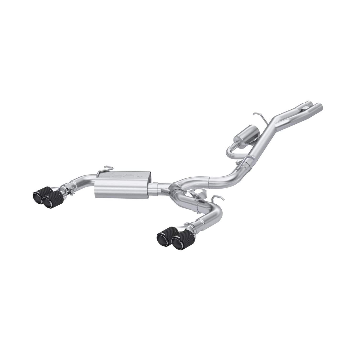MBRP Exhaust 3in. Cat Back; Dual Split Rear; T304; Quad CF Tip S46103CF