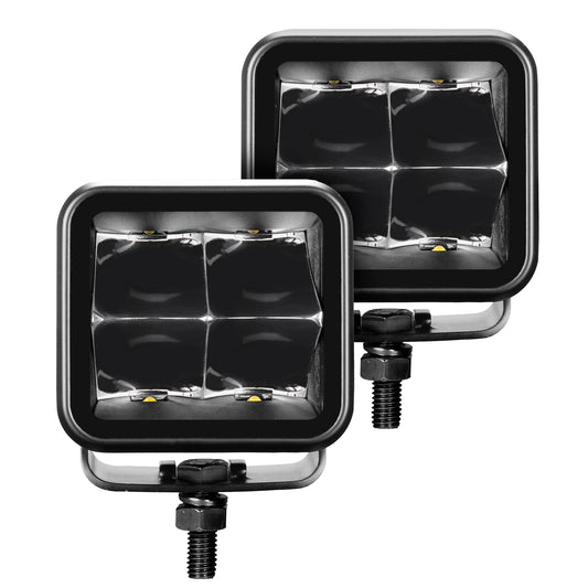 Go Rhino 750400321SCS Blackout Series Lights Pair Of 3x3 Cube LED Spot Light Kit Black