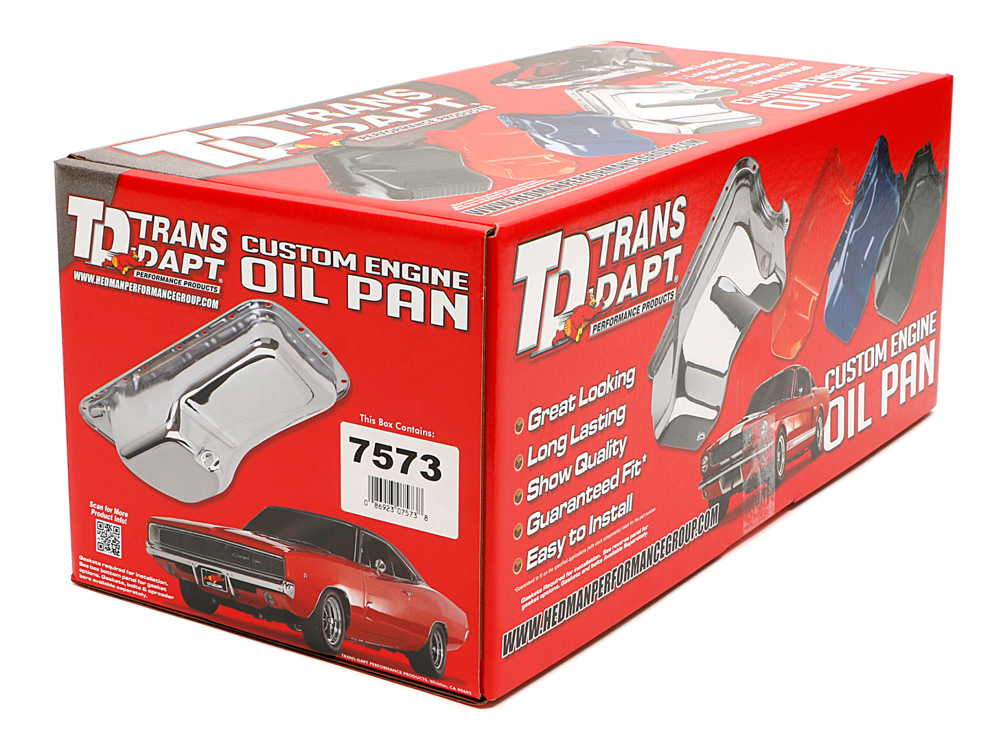 Trans-Dapt Performance 1966-Up Mopar 361-440 B And Rb 426 Powder Coated Oem Style Oil Pan- Asphalt Black (7 Qts.) 7573