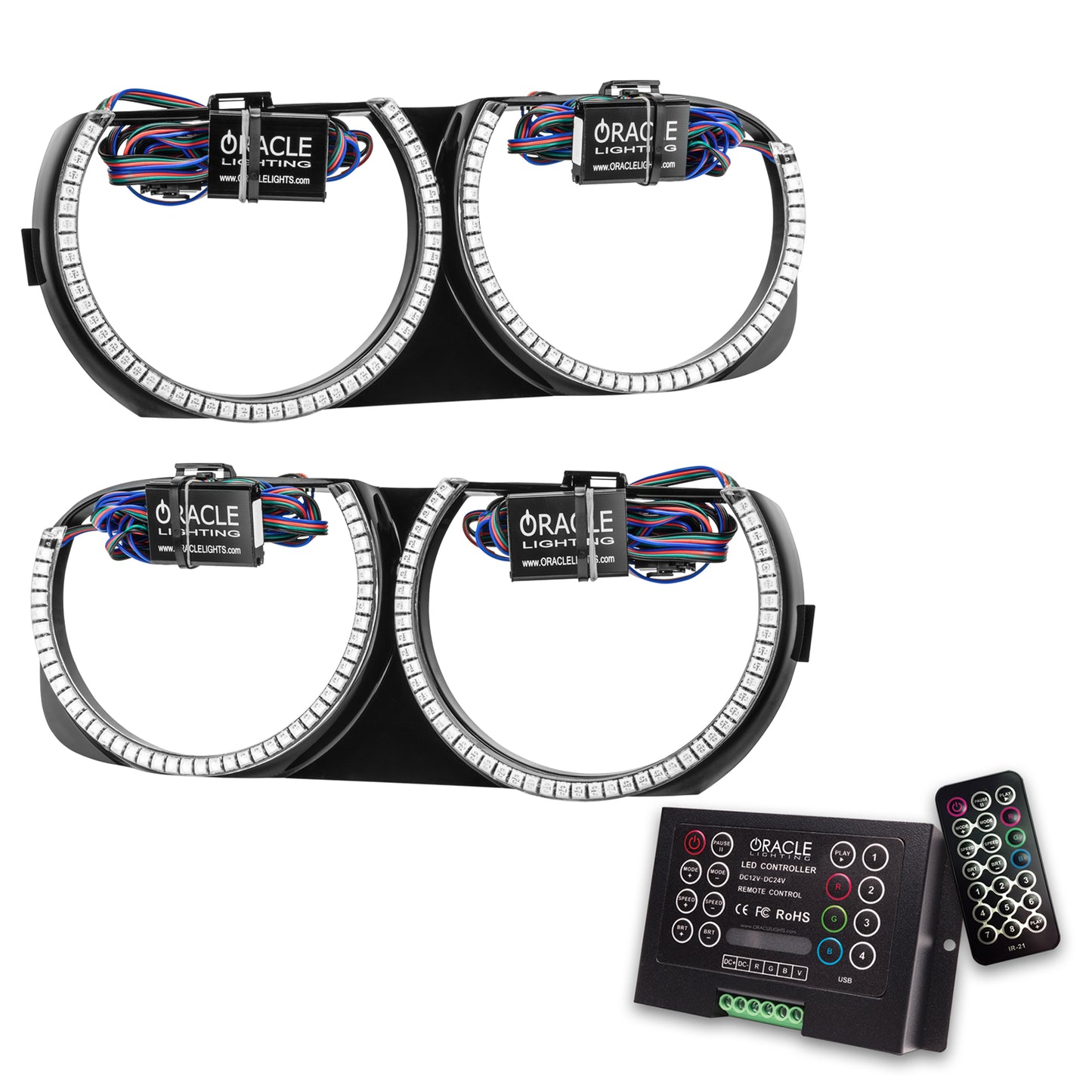 Oracle Lighting 7739-333 - 2015-2018 Dodge Challenger Pre-Installed Halo Headlight Bezel