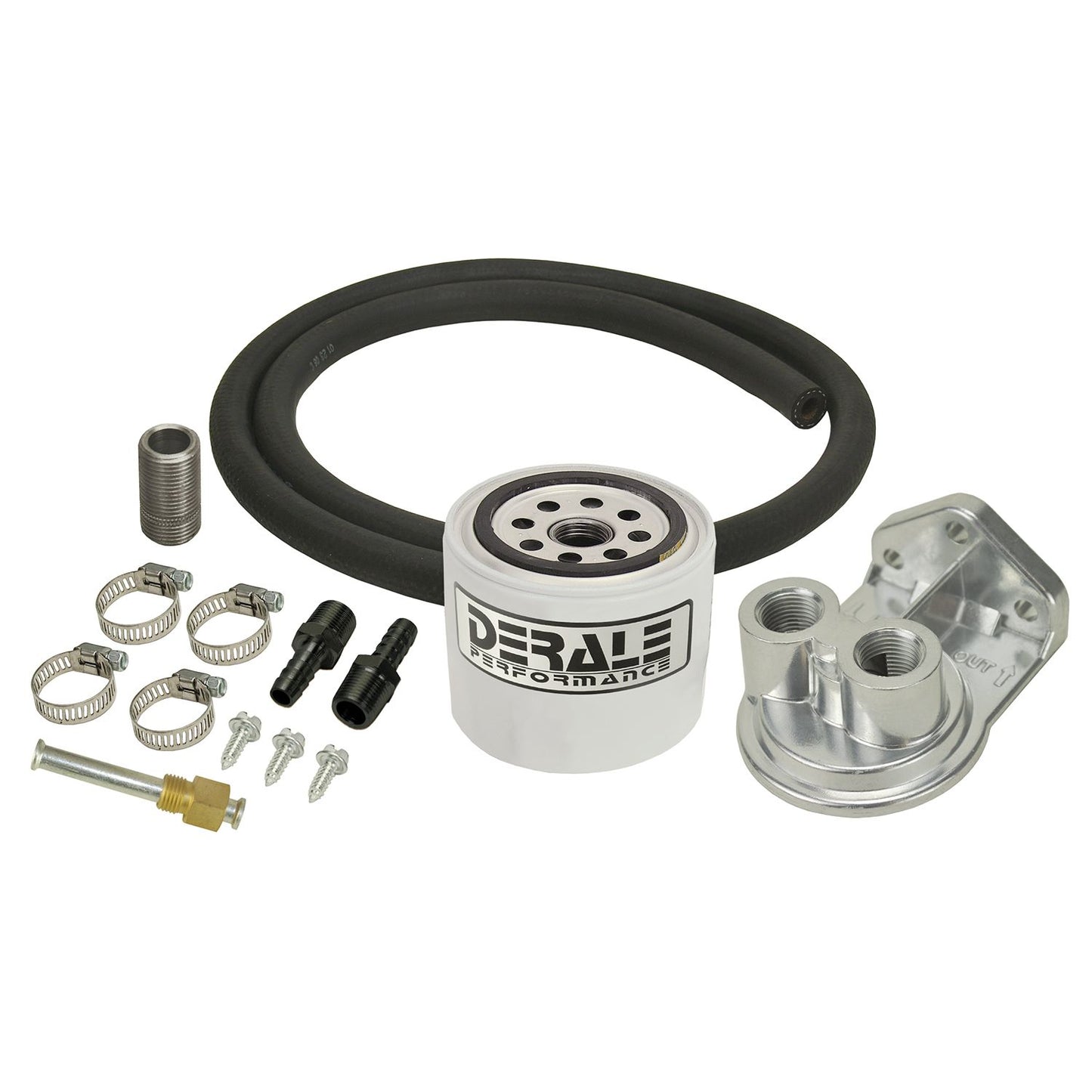 Derale Single Mount 3/8" NPT Ports Up Remote Transmission Filter Kit, Standard 13090