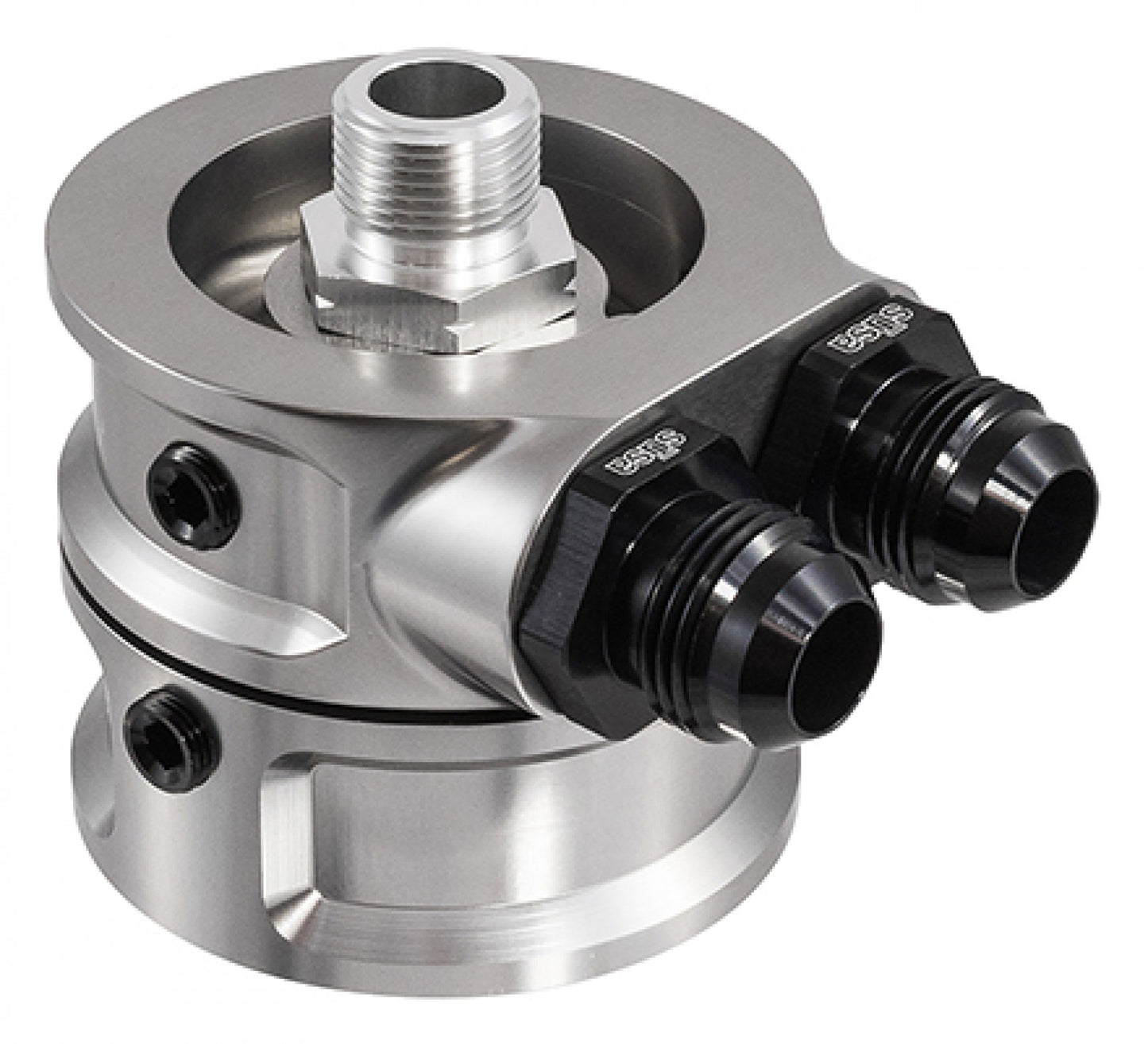 Setrab sandwich filter adapter, Billet M22x1.5 filter thread, M22 ports SRB-19-SP76-22-22