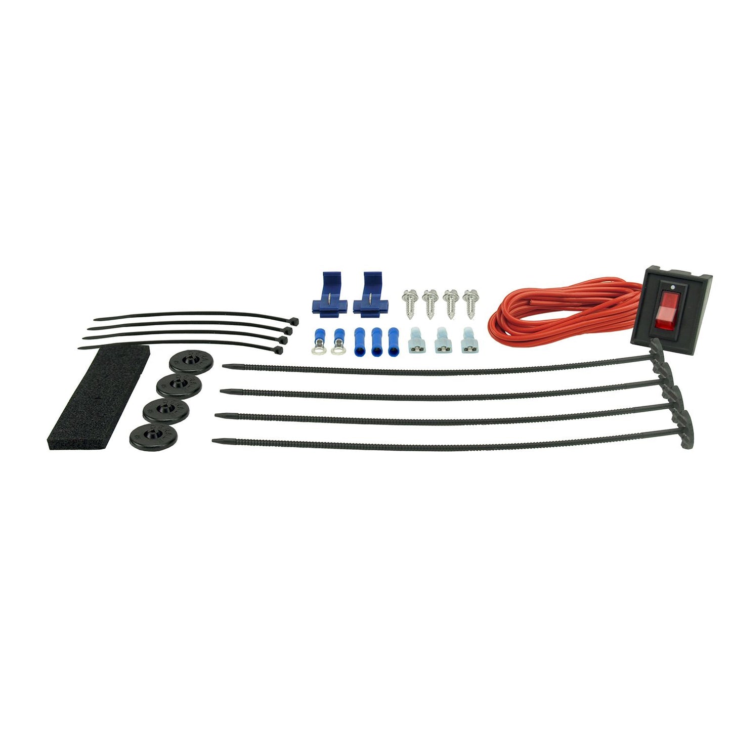 Derale Electric Fan Mounting Kit, Plastic Rods Clips and Manual On/Off Switch w/ Wiring 16745