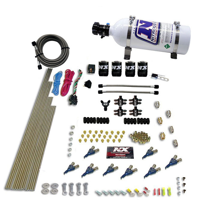 Nitrous Express 8 CYL PIRANHA DIRECT PORT 4 SOLENOIDS WITH 5LB BOTTLE (200-500HP EFI JETs) NX-80001EFI-05