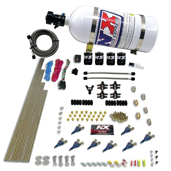 Nitrous Express 8 CYL PIRANHA DIRECT PORT 4 SOLENOIDS WITH 10LB BOTTLE (200-500HP EFI JETs) NX-80001EFI-10