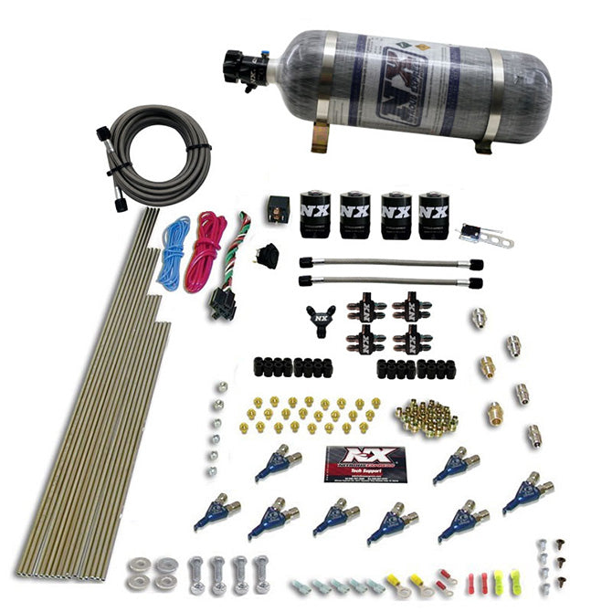 Nitrous Express 8 CYL PIRANHA DIRECT PORT 4 SOLENOIDS WITH 12LB BOTTLE (200-500HP EFI JETs) NX-80001EFI-12