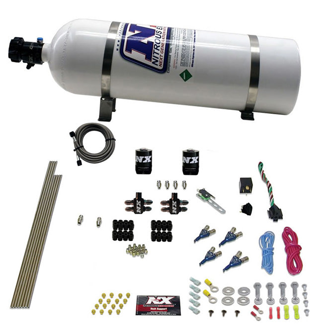 Nitrous Express 4-CYL GAS (100-150-200-250HP) WITH 15LB BOTTLE NX-80004-15