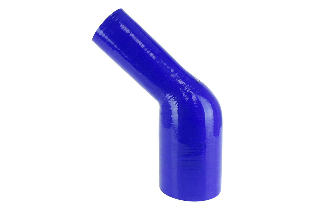 HPS Performance Silicone 45 Degree Elbow HoseHigh Temp 4-ply Reinforced2-1/2" - 2-3/4" IDBlue HTSER45-250-275-BLUE