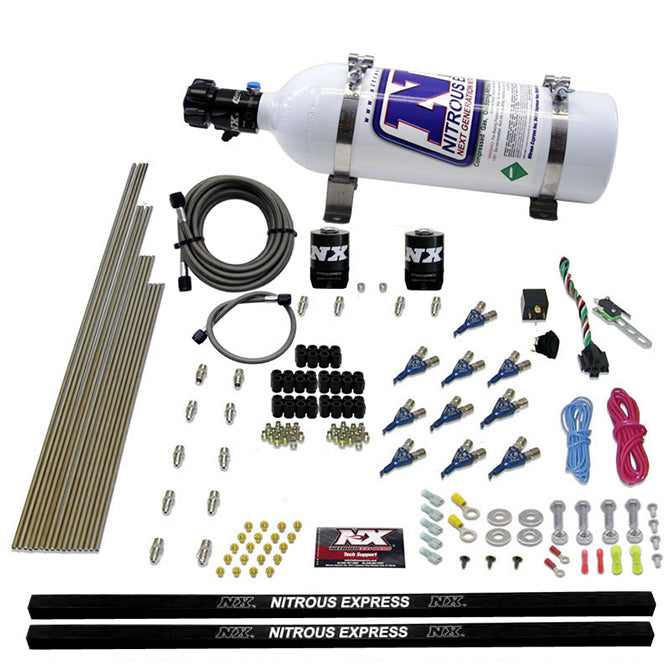 Nitrous Express 10-CYL PIRANHA NOZZLE DIRECT PORT SYSTEM W/ 5LB BOTTLE (250-500HP) NX-81000EFI-05