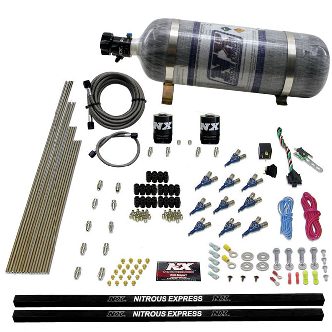 Nitrous Express 10-CYL PIRANHA NOZZLE DIRECT PORT SYSTEM COMPOSITE BOTTLE (250-500HP) NX-81000EFI-12