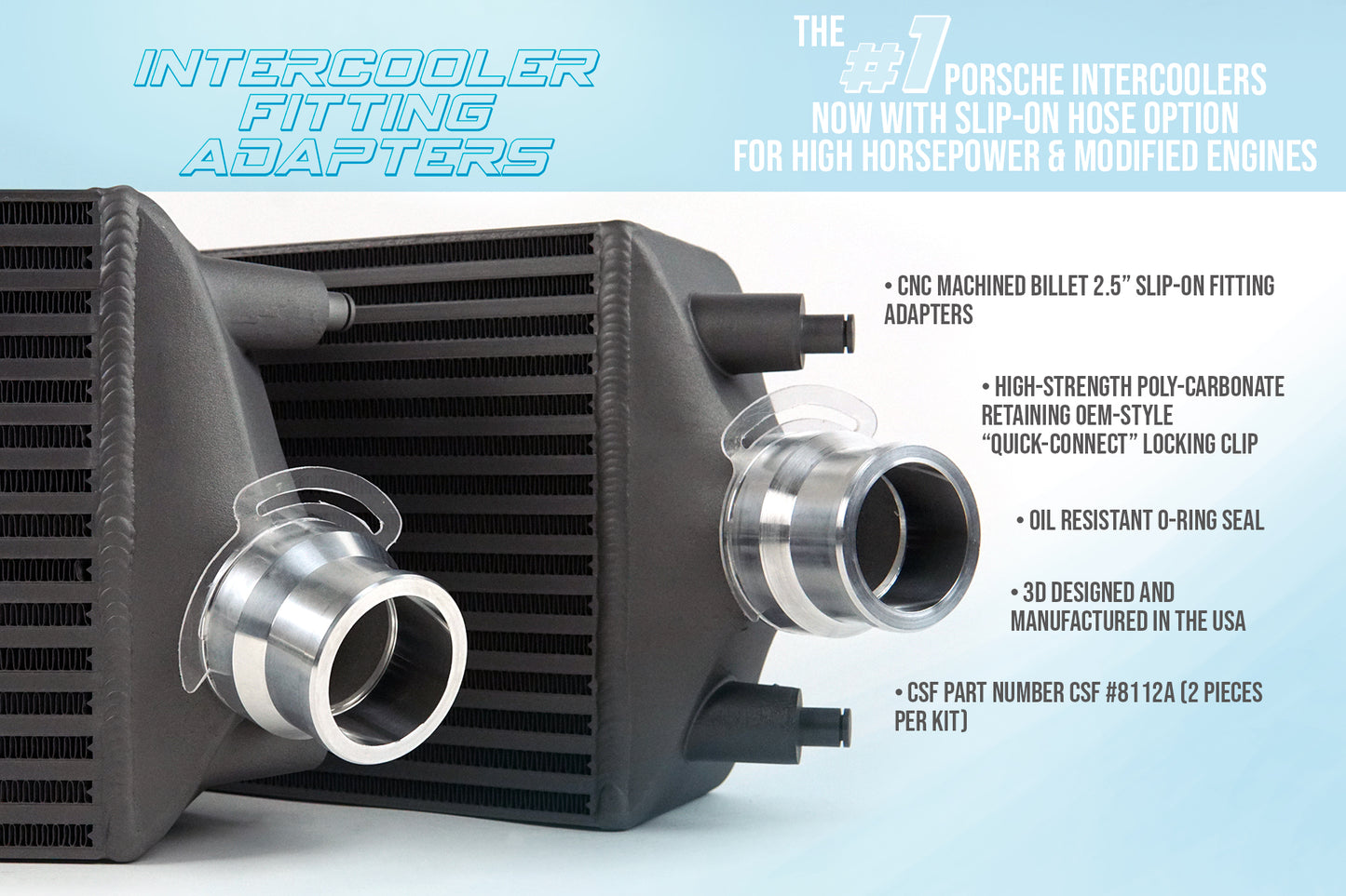 CSF Cooling Racing Porsche 991 911 Turbo / Turbo S Intercooler Fitting Adapters (OEM To Slip-On) 8112A
