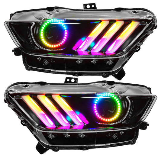 Oracle Lighting 2015-2017 Ford Mustang Pre-Assembled Headlights-Dynamic ColorSHIFT RGB+A-Black Edition