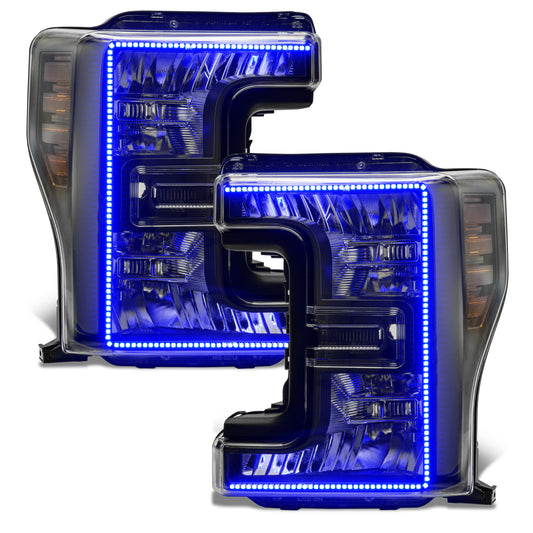 Oracle Lighting 8203-332 - 2017-2019 Ford F-250/350 Superduty ORACLE Dynamic ColorSHIFT Pre-Assembled Headlights - Halogen - Black Bezel