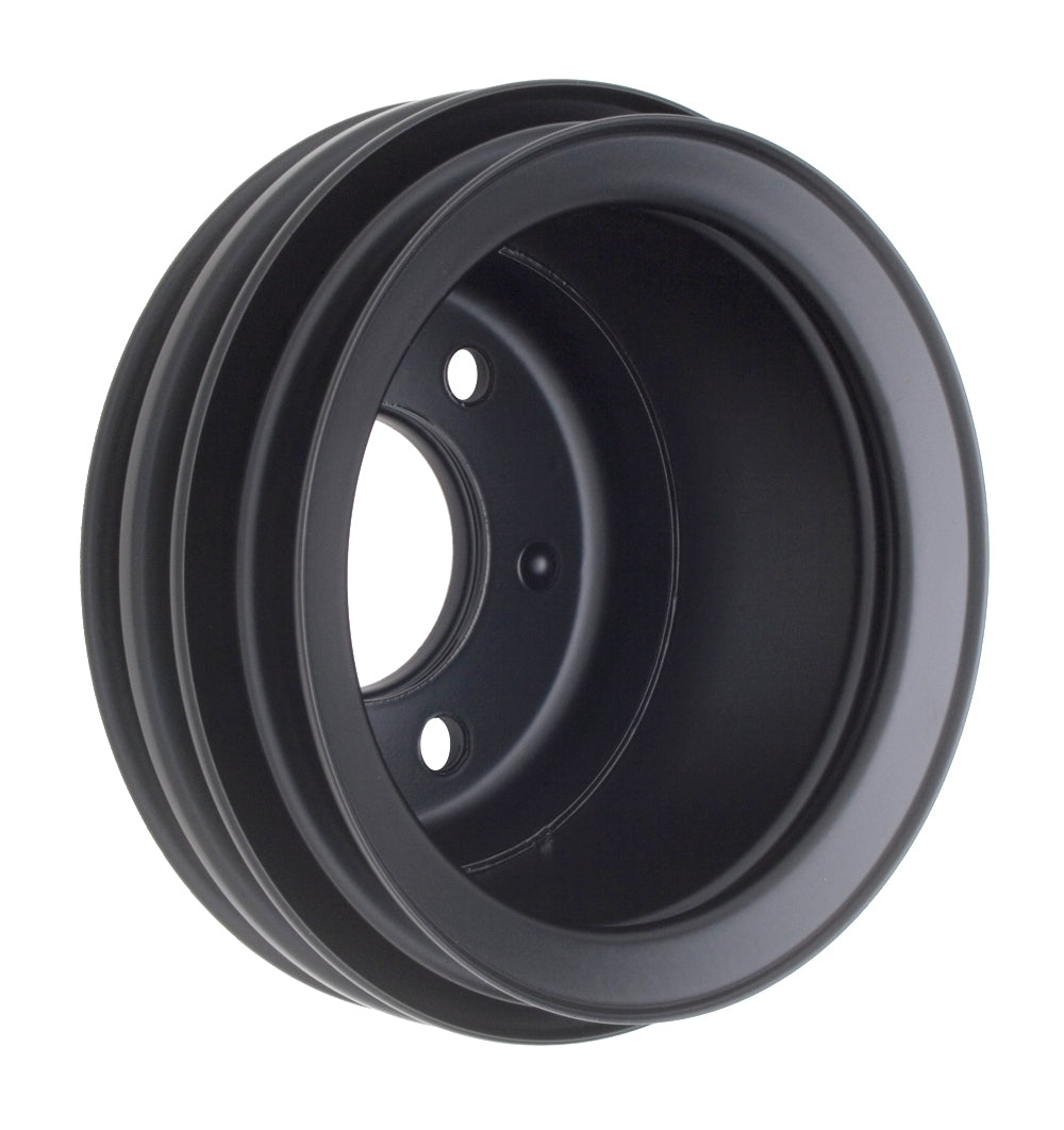 Trans-Dapt Performance Crankshaft Pulley; 3 Groove; 1965-1966 Ford 289; O.E. Water Pump- Asphalt Black Powder Coat 8311
