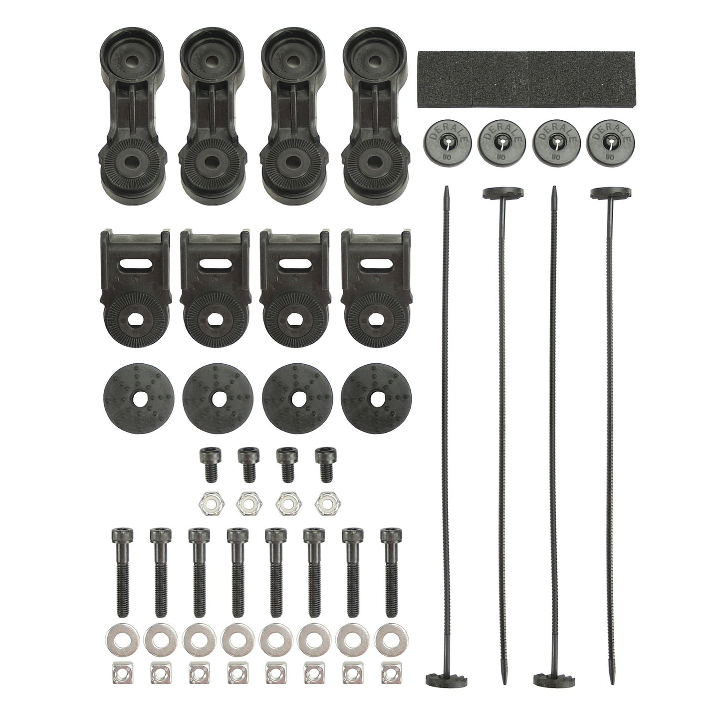 Derale Premium High Output RAD Fan Mnt. Kit w/ Ratcheting Brackets / Nylon Rods / Clips 16746