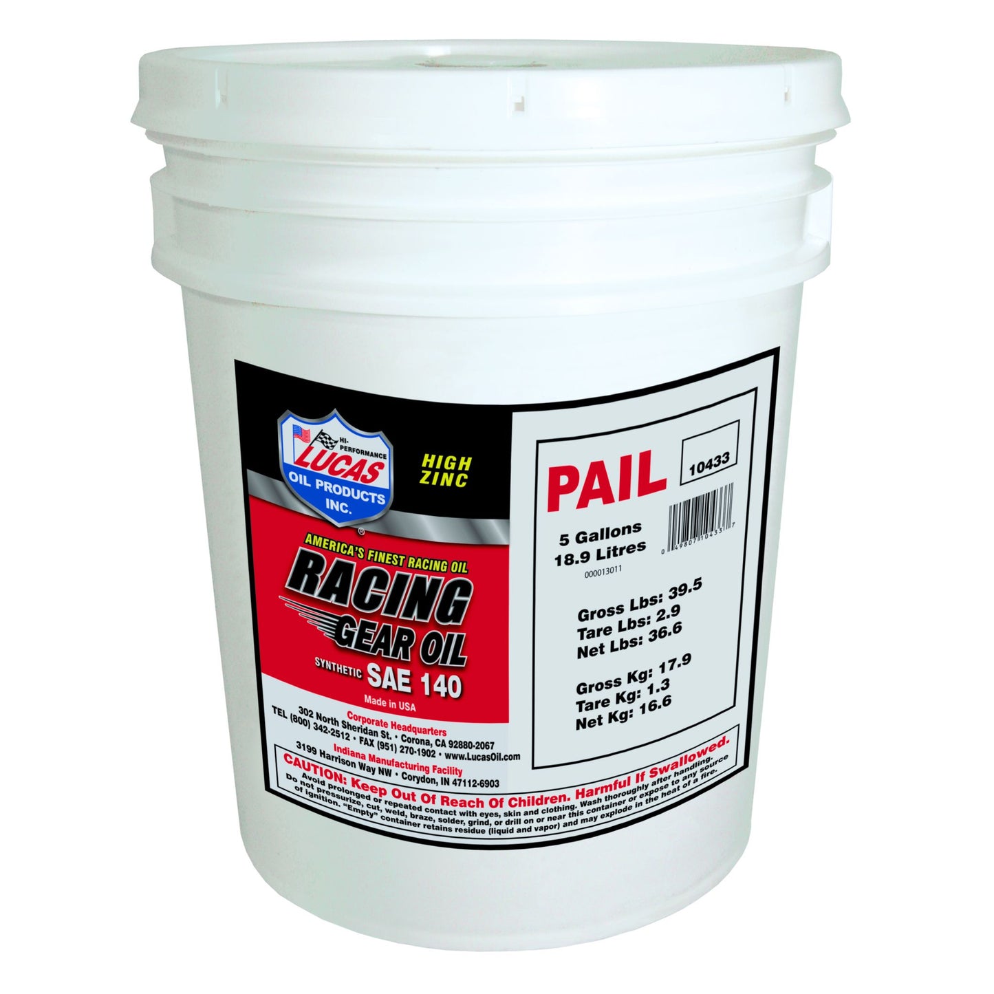 Lucas Oil Products Synthetic Racing Gear Oil SAE 140 10433