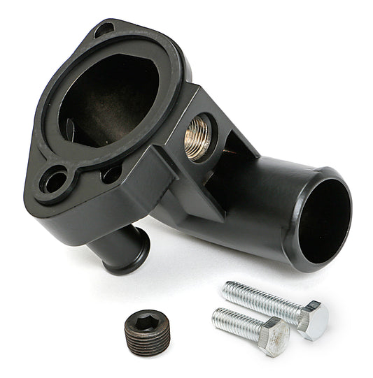 Trans-Dapt Performance Asphalt Black Powder-Coated Water Neck (Thermostat Housing); 79-95 Mustang 8585