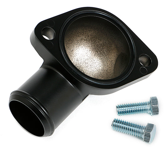 Trans-Dapt Performance Asphalt Black Powder-Coated Water Neck (Thermostat Housing); 64-79 Pontiac V8 (Not 389) 8588