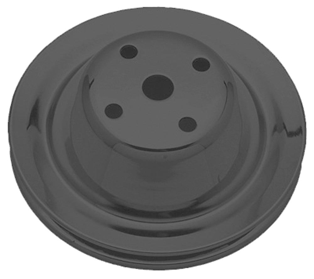 Trans-Dapt Performance Water Pump Pulley; 1 Groove; 1969-1985 Chevrolet 283-350; Long Water Pump- Asphalt Black Powder Coat 8604
