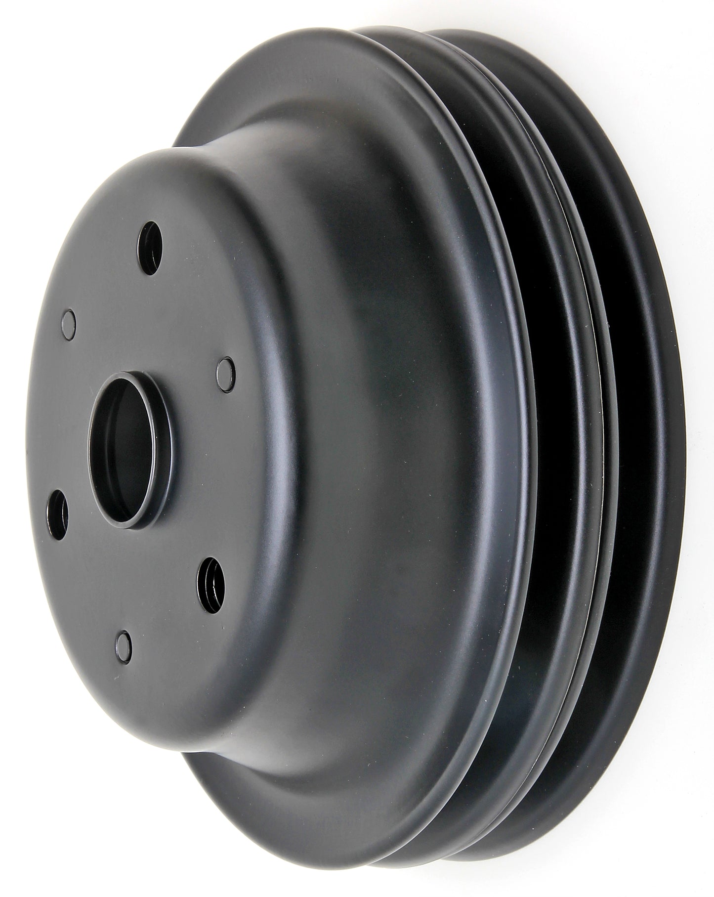 Trans-Dapt Performance Crankshaft Pulley; 2 Groove; 1969-1985 Chevrolet 283-350; Long Water Pump- Asphalt Black Powder Coat 8607