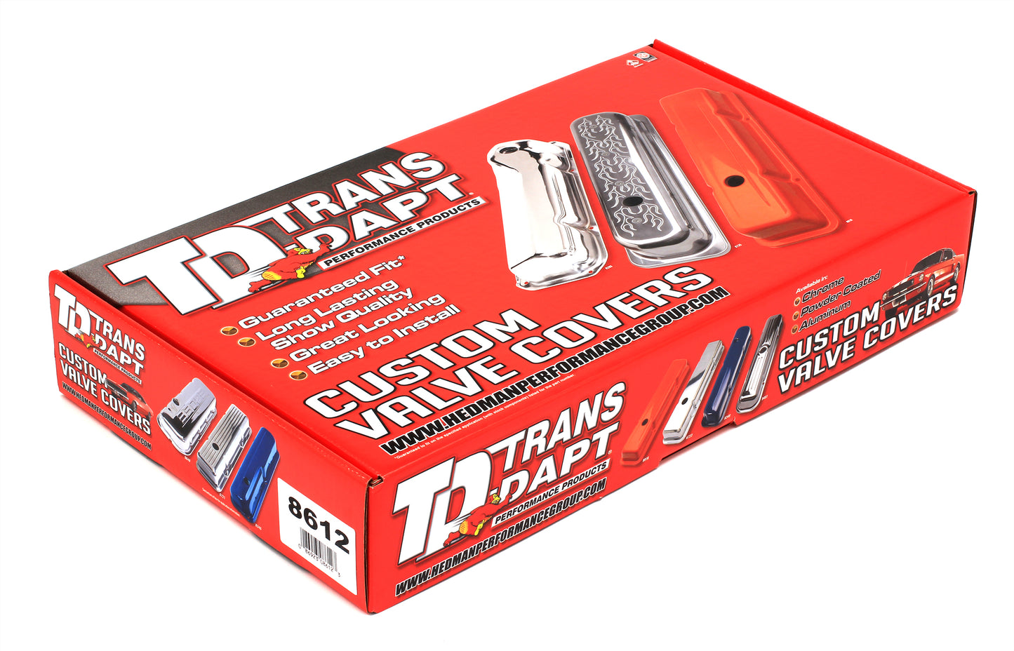 Trans-Dapt Performance Olds Offset Hole Asphalt Black Powder Coated Valve Covers 8612