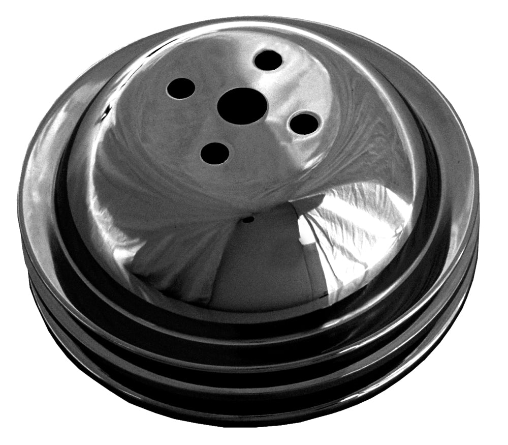 Trans-Dapt Performance Water Pump Pulley; 2 Groove; 1965-1968 Chevrolet 396-454; Short Water Pump-Asphalt Black Powder Coat 8615