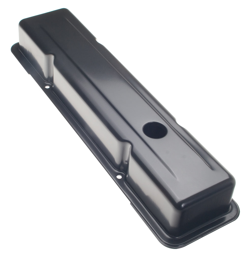 Trans-Dapt Performance O.E.M Reproduction Style Valve Covers; Short; 1958-86 Sb Chevy- Asphalt Black Powder Coated 8625