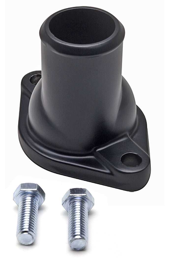 Trans-Dapt Performance Water Neck; Sb And Bb Chevy; (O-Ring Seal); Straight-Up Design- Asphalt Black Powder Coated 8648