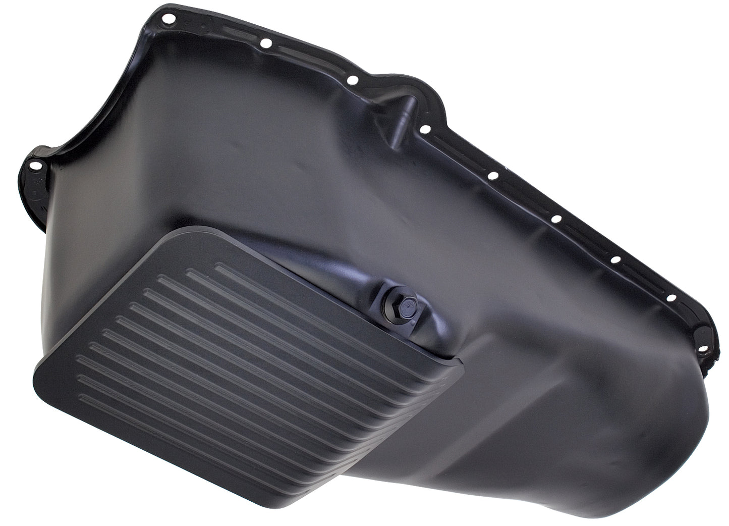 Trans-Dapt Performance 1980-85 Chevy 305-350 Slam-Guard Armored Oil Pan (4 Qts.)- Asphalt Black Powder Coated 8650