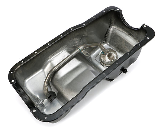 Trans-Dapt Performance 83-93 Ford 5.0L Fox-Body Slam-Guard Oil Pan; Factory Front Sump Cars Only- Asphalt Black Powder Coated 8652