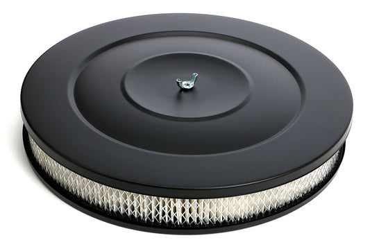 Trans-Dapt Performance Asphalt Black Powder Coated 14 In. Recess Base Air Cleaner 8660