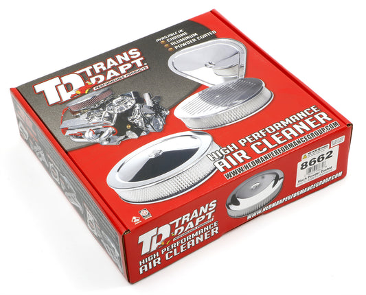 Trans-Dapt Performance Asphalt Black Powder Coated Air Cleaner 14 X 3 Offset Base 8662