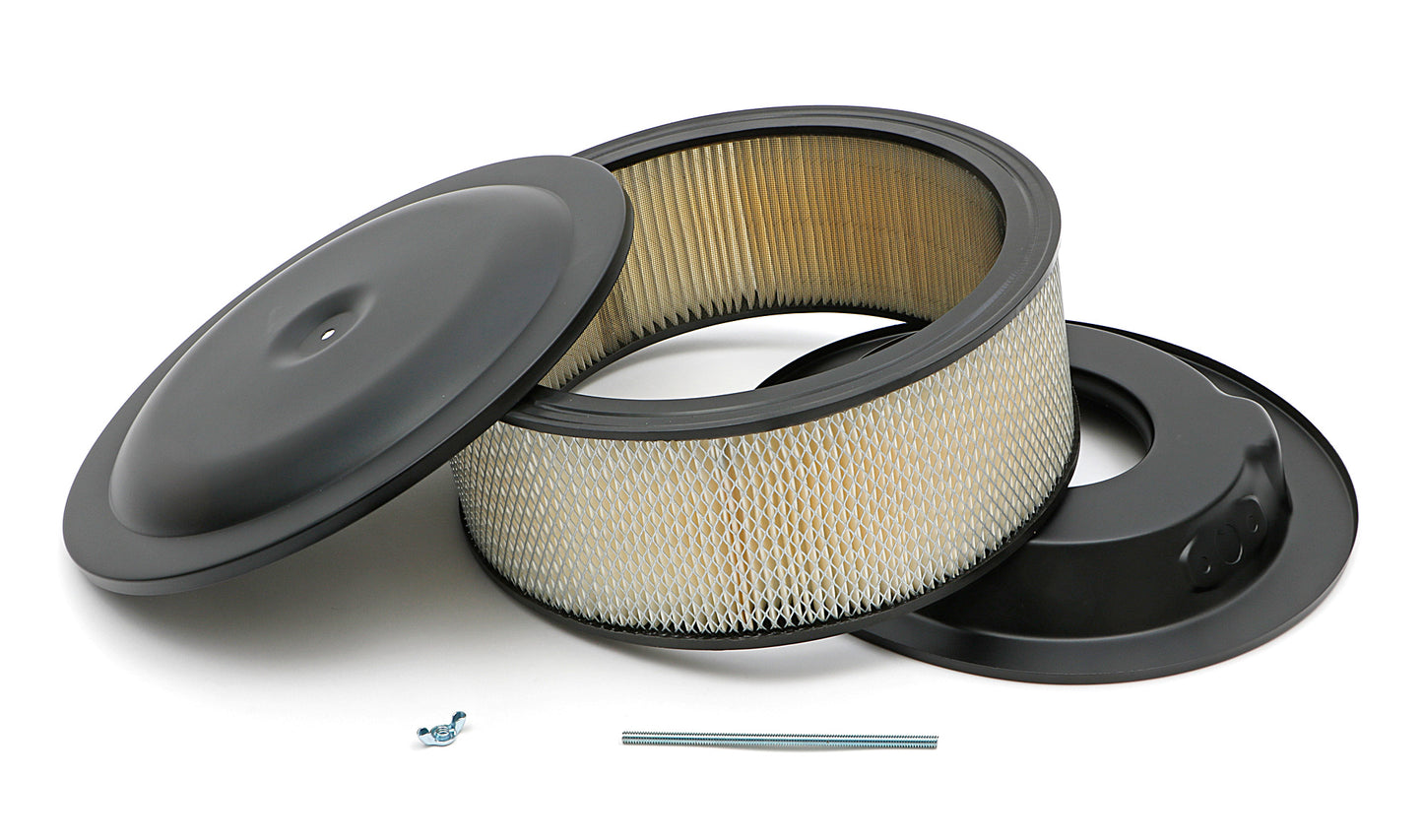 Trans-Dapt Performance Asphalt Black Powder Coated 14 In. X 6 In. Racing Air Cleaner 8665